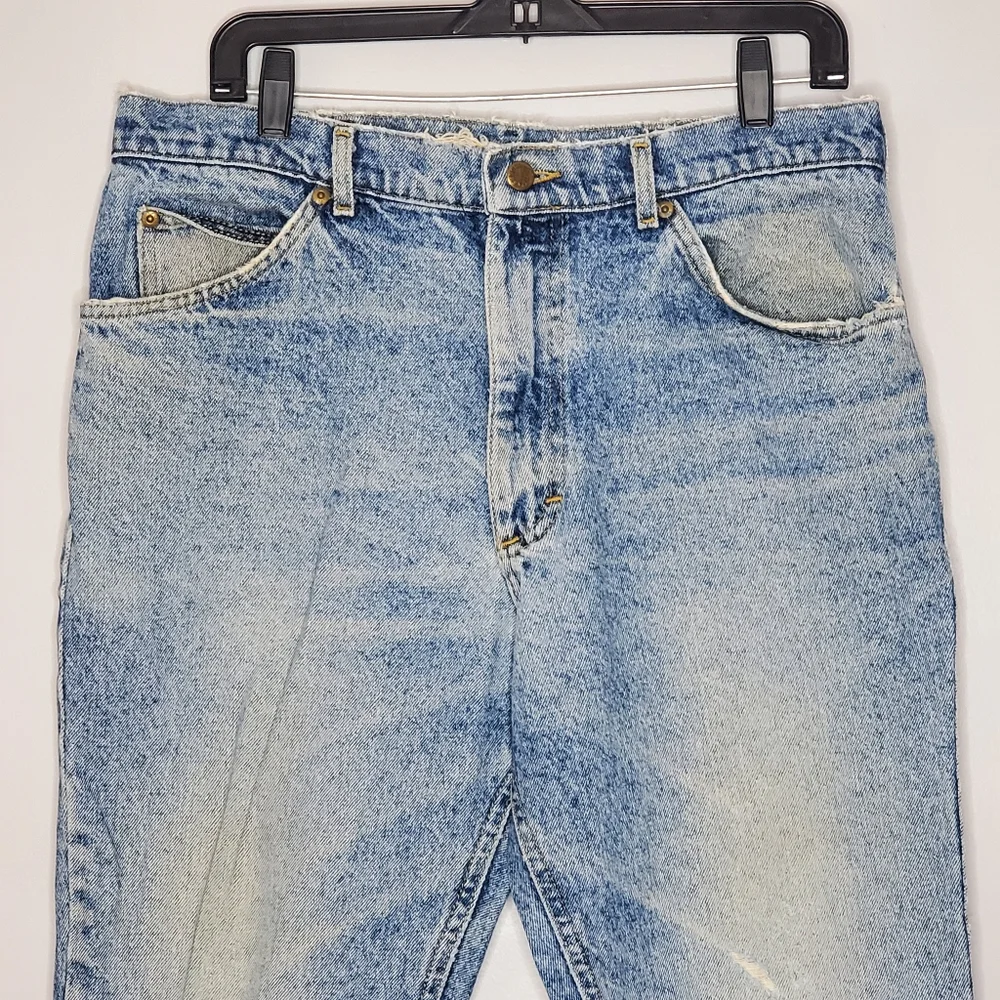 Vintage Lee straight jeans light wash made in usa 36x30 hemed cuff‎